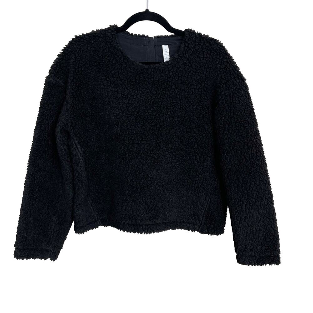 New Lululemon Wool Whenever Crew Womens 6 Black Sherpa Fleece Cozy Pullover